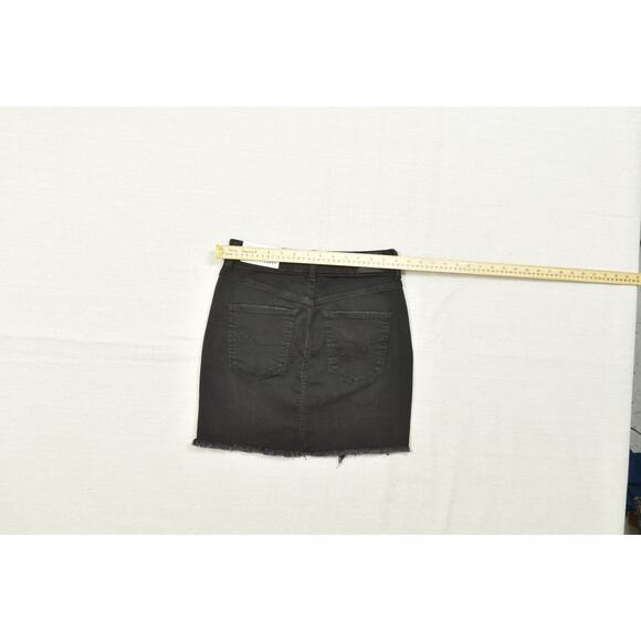 American Eagle Curvy Hi-Rise Mini Denim Skirt Black Size 2 Distressed NEW - Picture 4 of 8